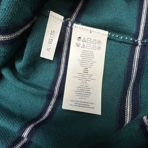 New Michael Kors Men US XL 100% Merino Wool Sweatshirt Crew Neck Green Pullover - Picture 8 of 9